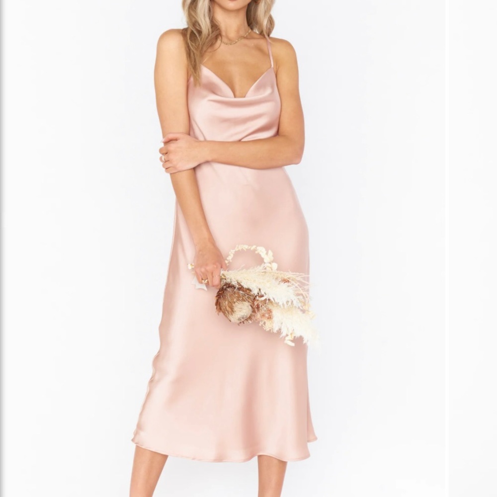 Verona Cowl Dress // Rose Gold Luxe Satin, XL